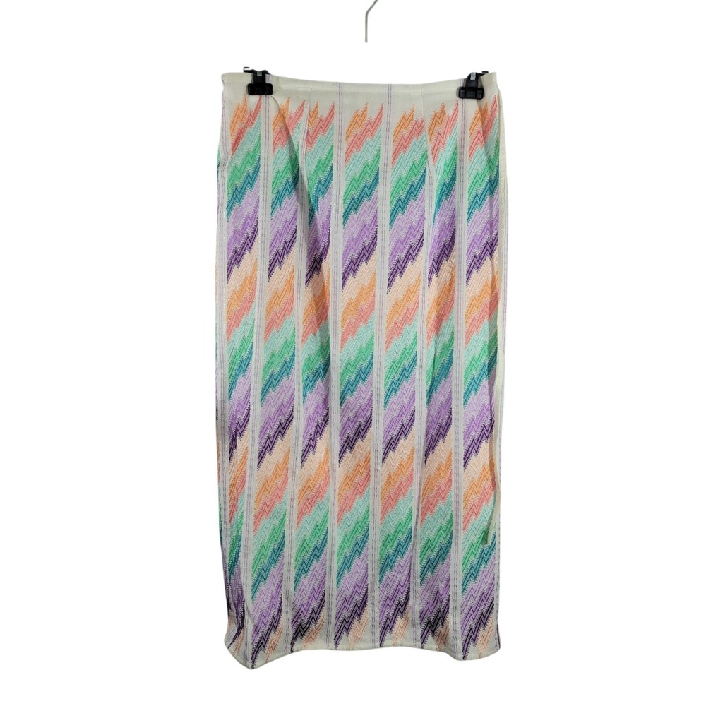 Vintage Handmade Apron Multicolor Zig Zag Embroidered 51" Tie Back